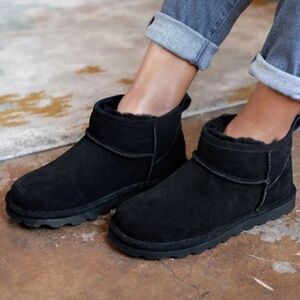 MAKE AN OFFER - BEARPAW Super Mini Ultra Black Suede Ankle Boots